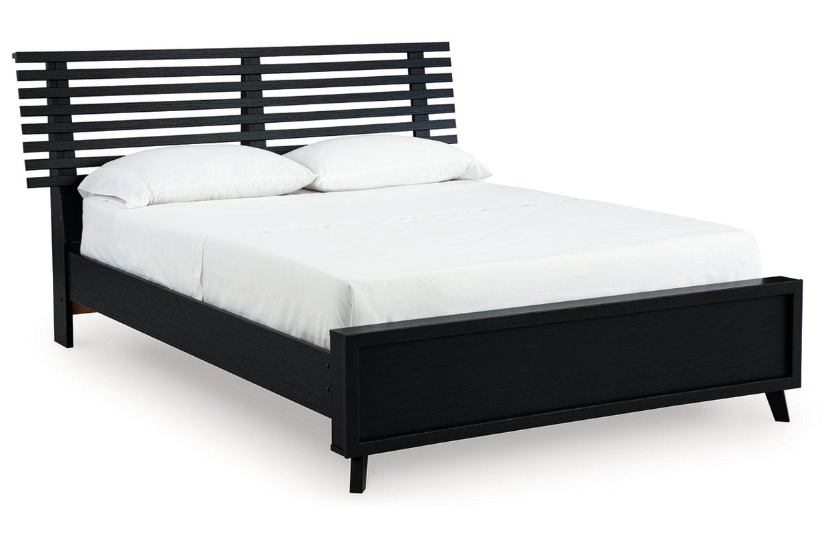 Danziar Black Queen Slat Framed Platform Bed by Ashley at Eve Furniture