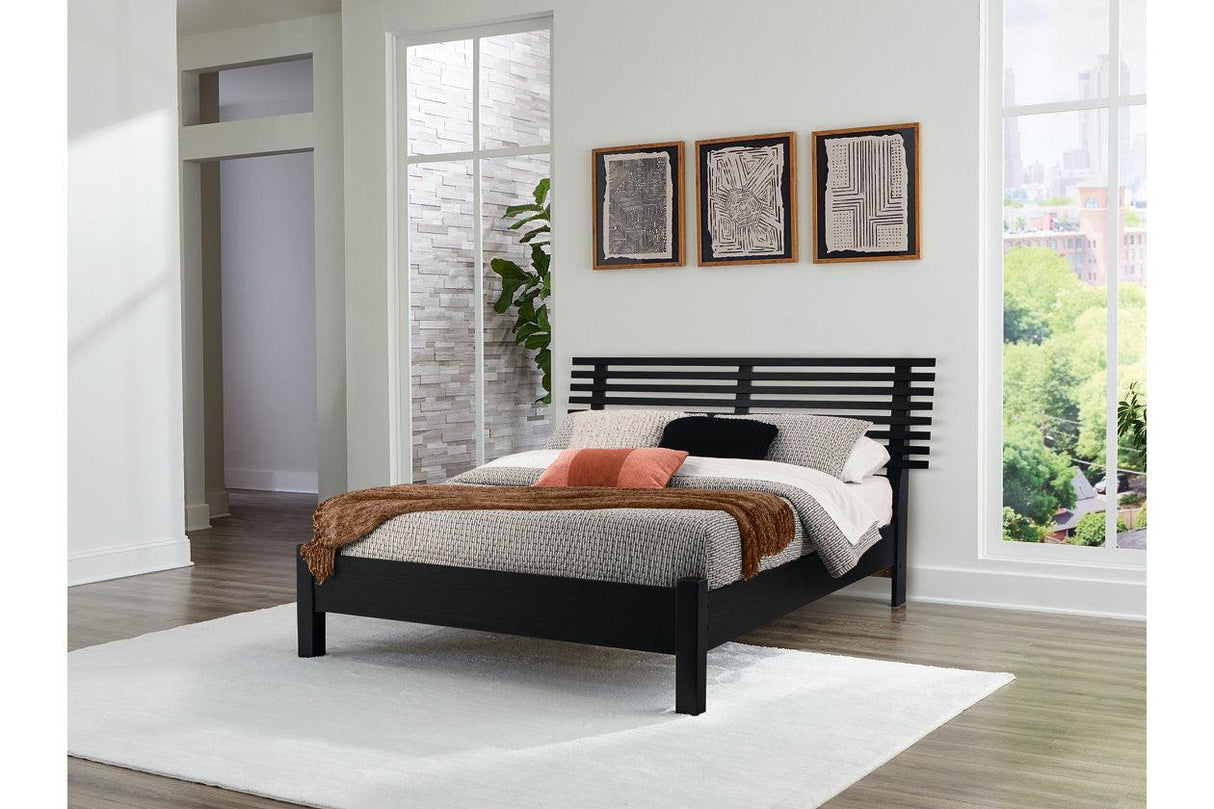 Danziar Black Queen Slat Platform Bed by Ashley at Eve Furniture