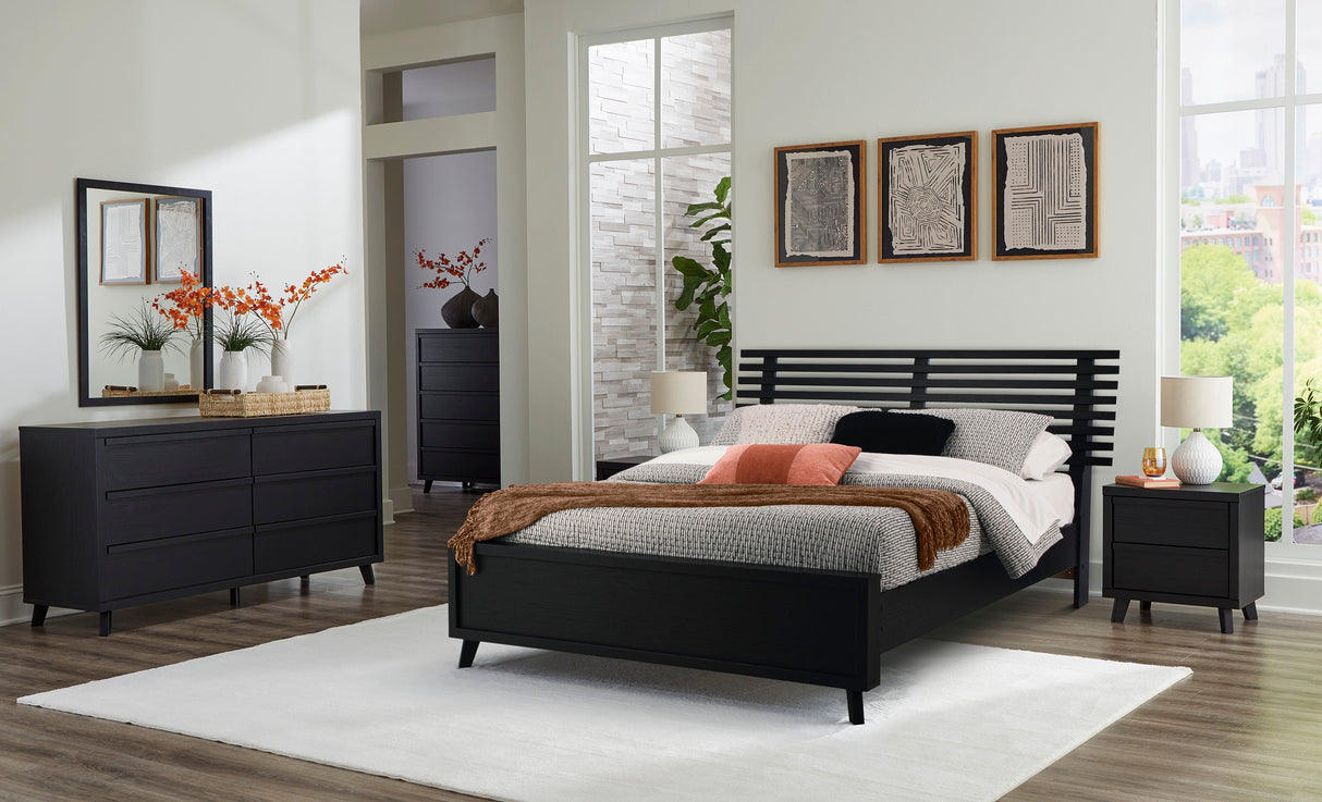 Danziar Black Slat Platform Framed Bedroom Set by Ashley at Eve Furniture