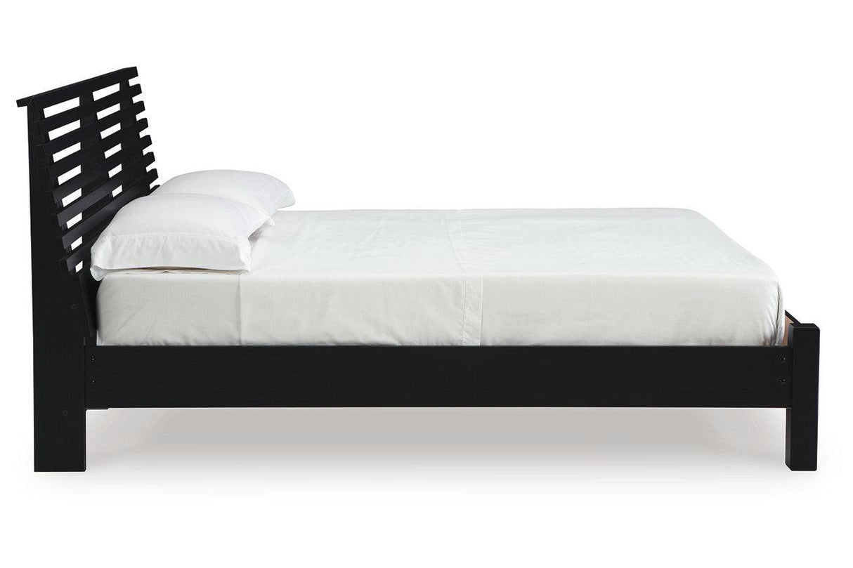 Danziar Black Queen Slat Platform Bed by Ashley at Eve Furniture