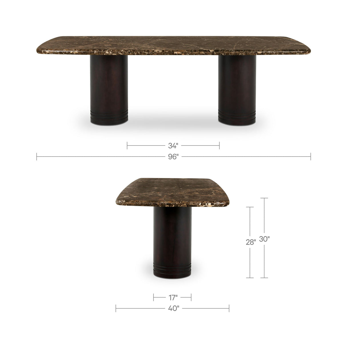 Daphne Dark Emperador Marble Large Dining Table by Moe's Home at Eve Furniture