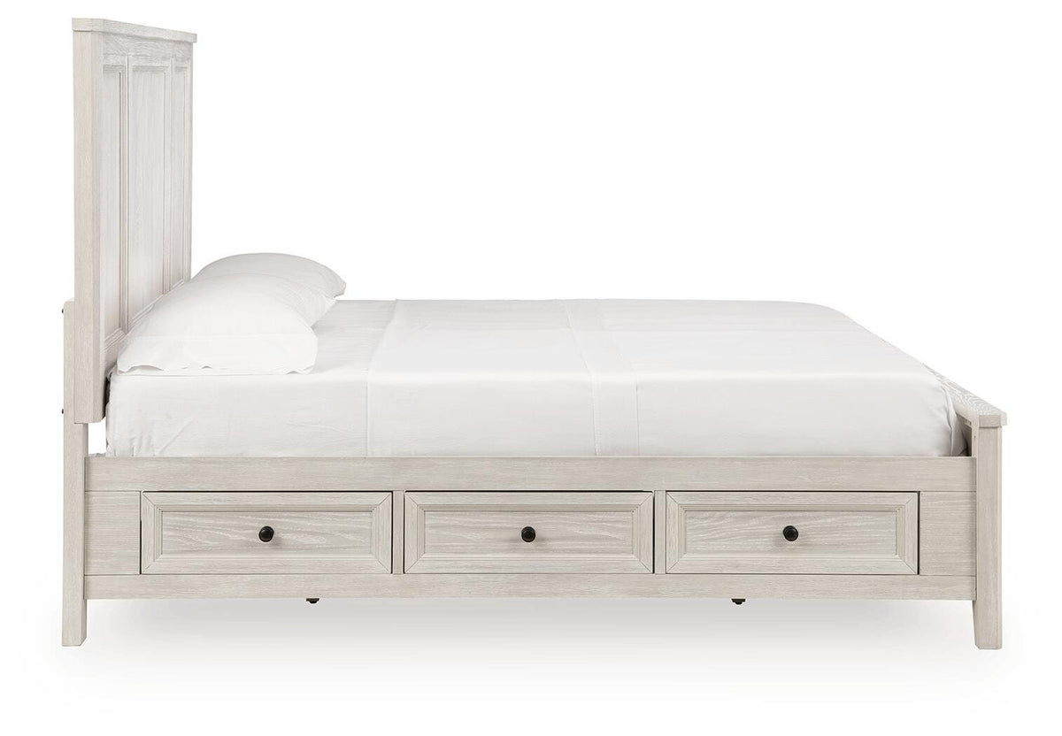 Darbonton Dove White California King Panel Storage Bed by Ashley at Eve Furniture