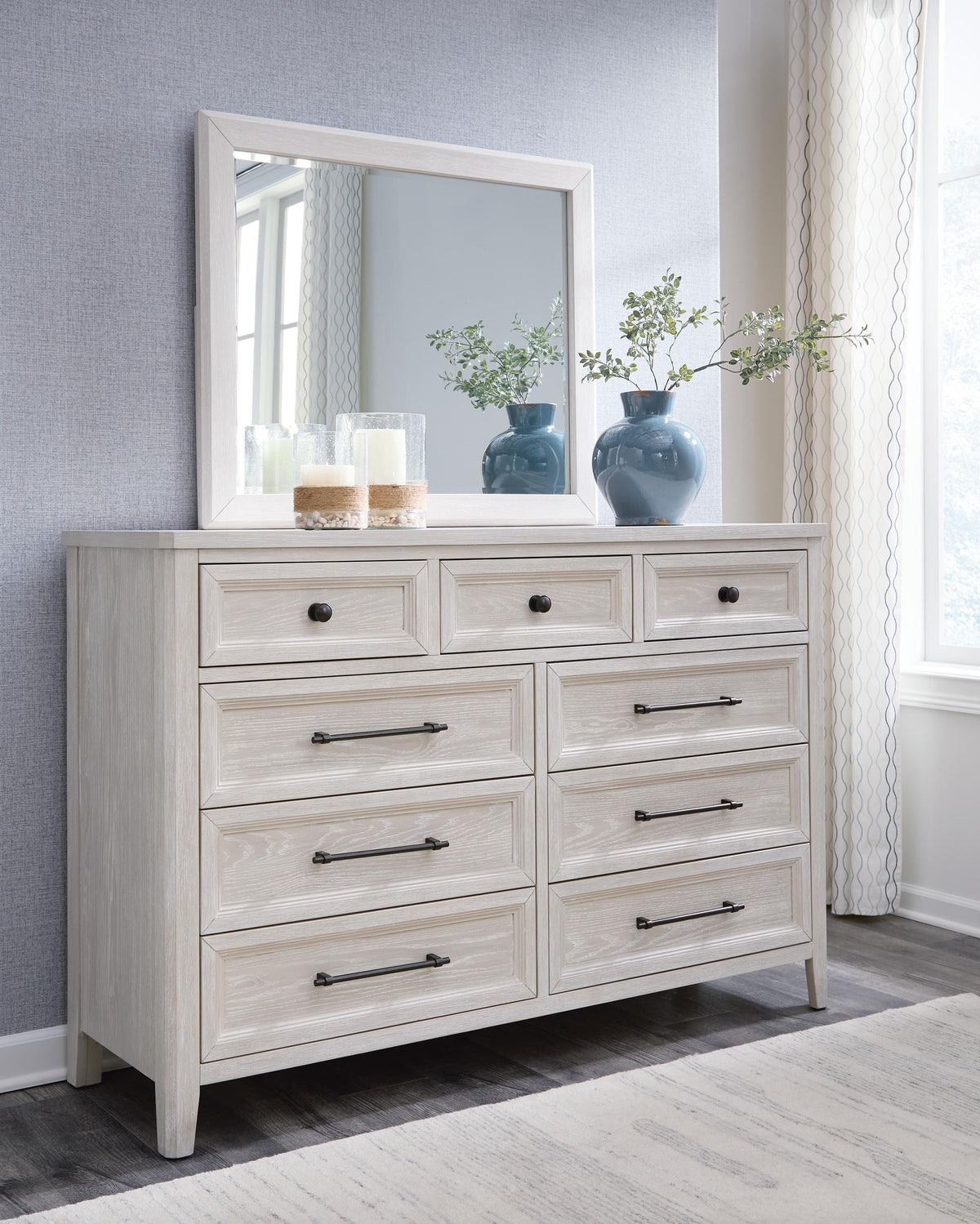 Darbonton Dove White Dresser and Mirror by Ashley at Eve Furniture