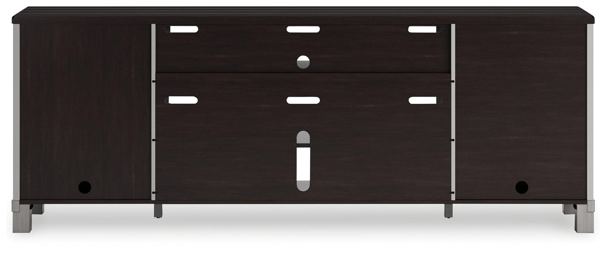 Darborn Gray/Brown 88" TV Stand by Ashley at Eve Furniture