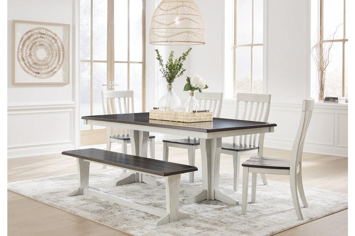 Darborn Gray/Brown Dining Table with 4 Chairs and Bench by Ashley at Eve Furniture