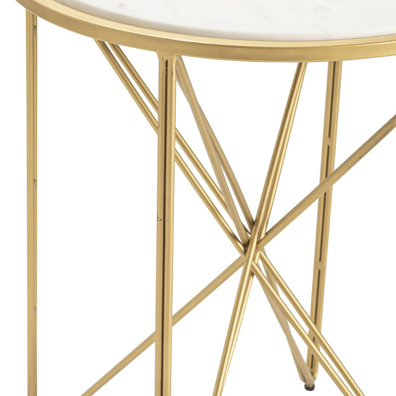 Darby Gold/White Accent Table by Crestview at Eve Furniture