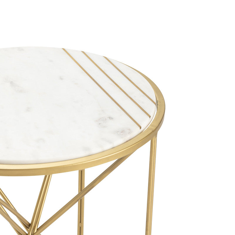 Darby Gold/White Accent Table by Crestview at Eve Furniture