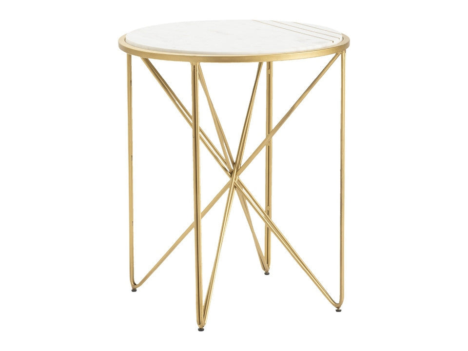 Darby Gold/White Accent Table by Crestview at Eve Furniture