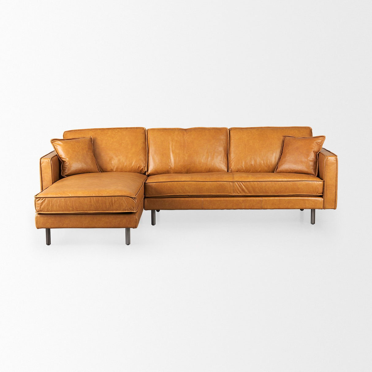D'Arcy 111"L x 70"D x 33"H Tan Leather Left Chaise Sectional by Mercana at Eve Furniture