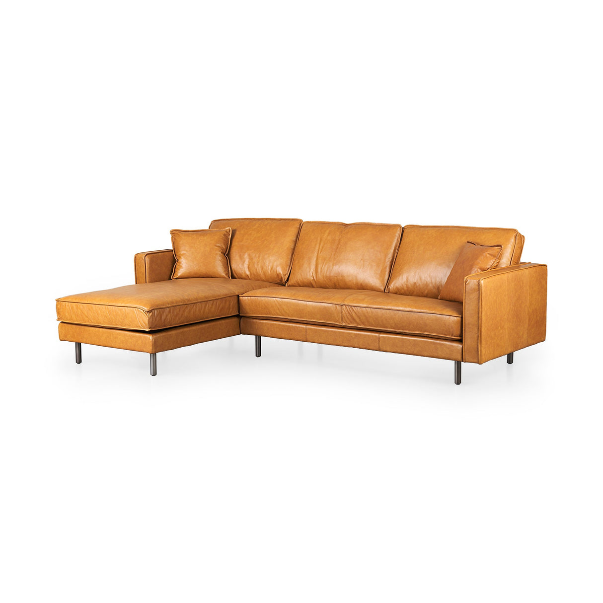 D'Arcy 111"L x 70"D x 33"H Tan Leather Left Chaise Sectional by Mercana at Eve Furniture