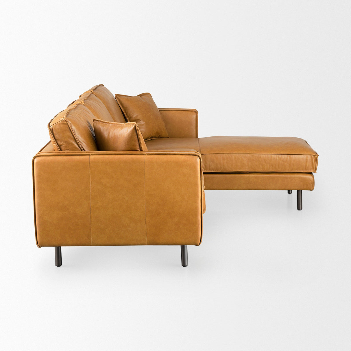 D'Arcy 111"L x 70"D x 33"H Tan Leather Right Chaise Sectional by Mercana at Eve Furniture