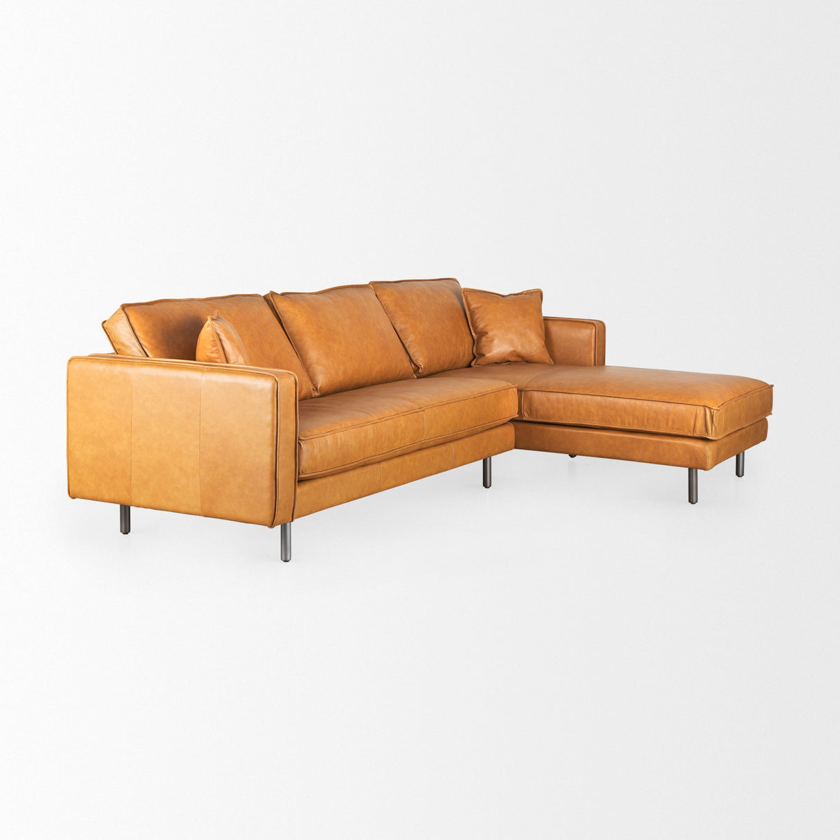 D'Arcy 111"L x 70"D x 33"H Tan Leather Right Chaise Sectional by Mercana at Eve Furniture