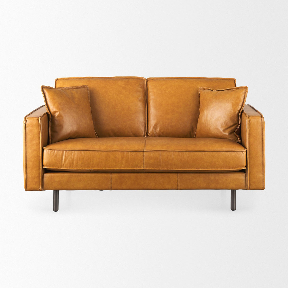 D'Arcy 65.0L x 37.0W x 34.0H Tan Leather Love Seat by Mercana at Eve Furniture