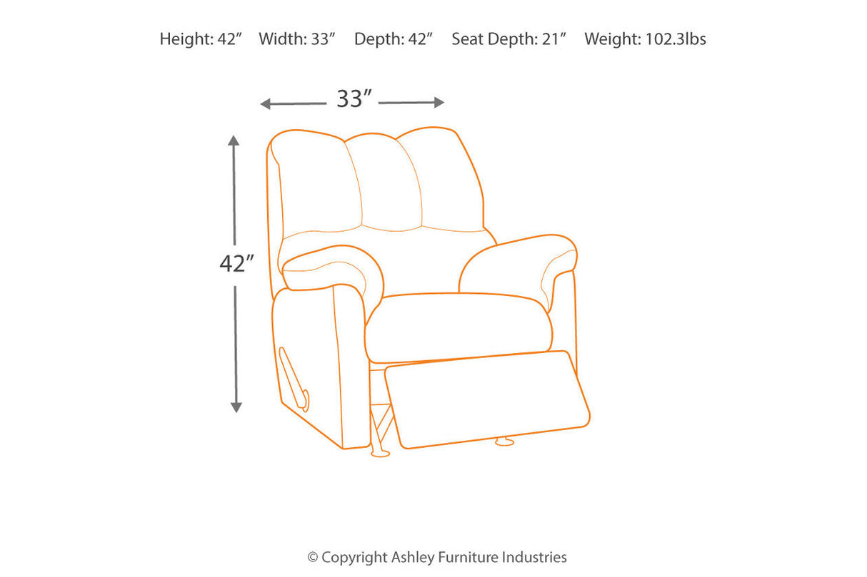 Darcy Cobblestone Recliner by Ashley at Eve Furniture