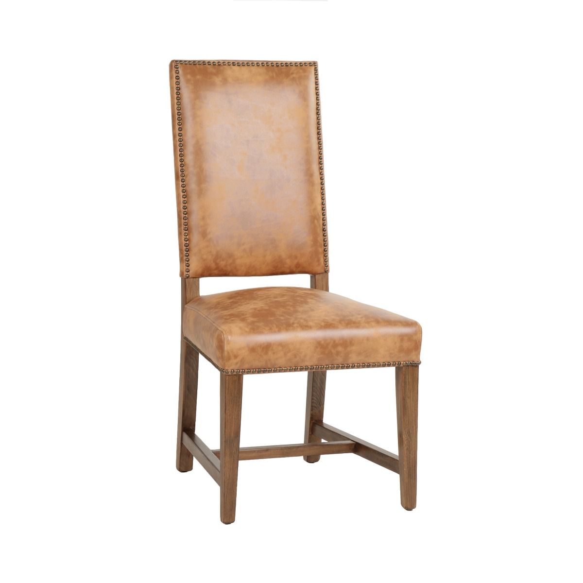Darcy Dining Chair in Warm Brown Leather with Earth Legs, Set of 2 by Home Trends & Design at Eve Furniture