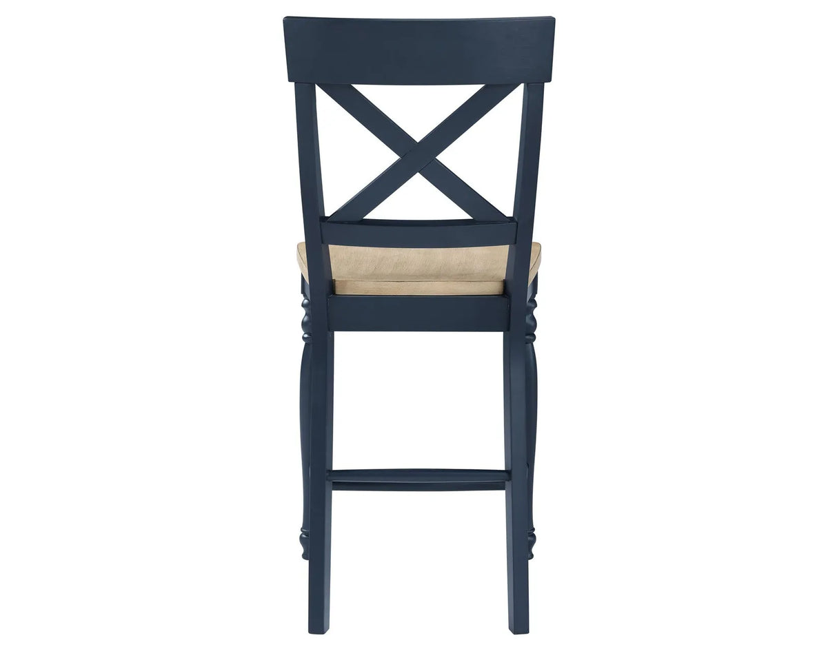 Darcy Midnight Blue/Natural Counter Height Dining Set with 18-inch Leaf by Steve Silver at Eve Furniture