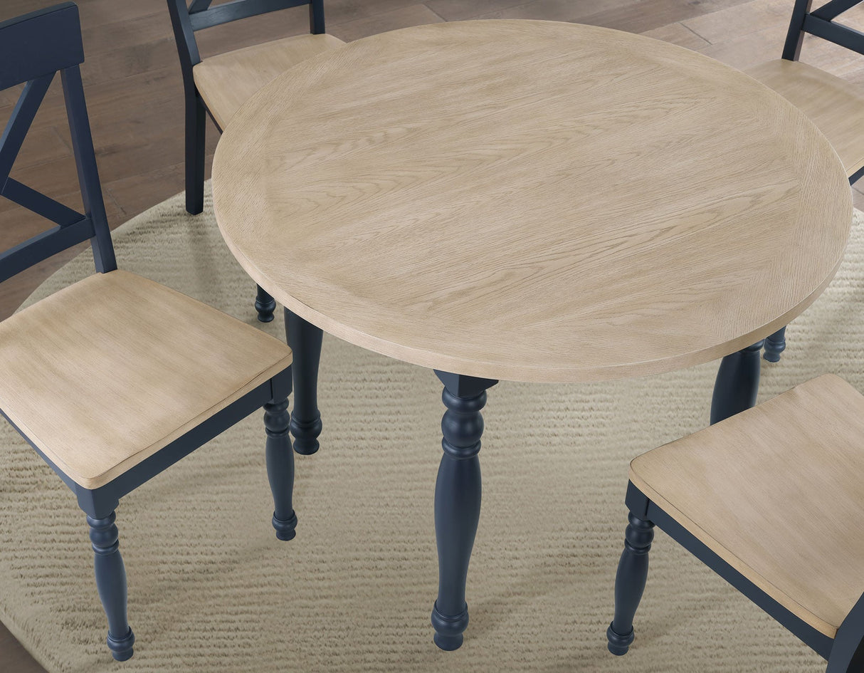 Darcy Midnight Blue/Natural Round Dining Room Set by Steve Silver at Eve Furniture