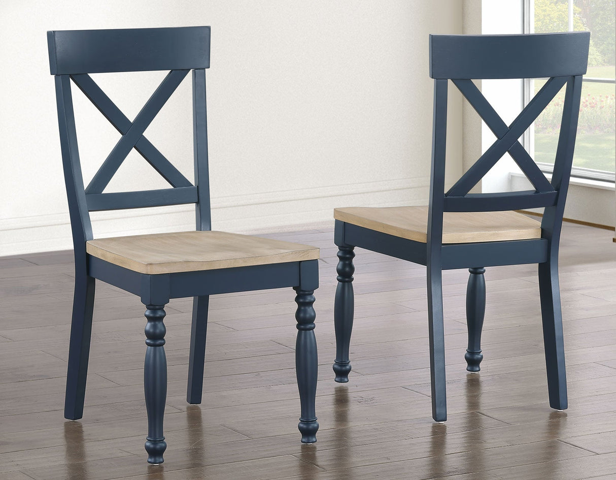 Darcy Midnight Blue/Natural Round Dining Room Set by Steve Silver at Eve Furniture