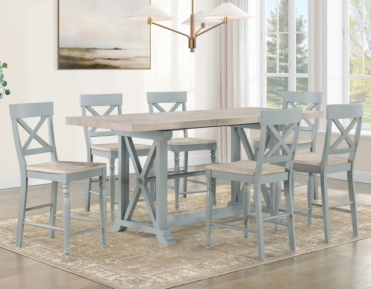 Darcy Mint Green/Natural Counter Height Dining Set with 18-inch Leaf by Steve Silver at Eve Furniture