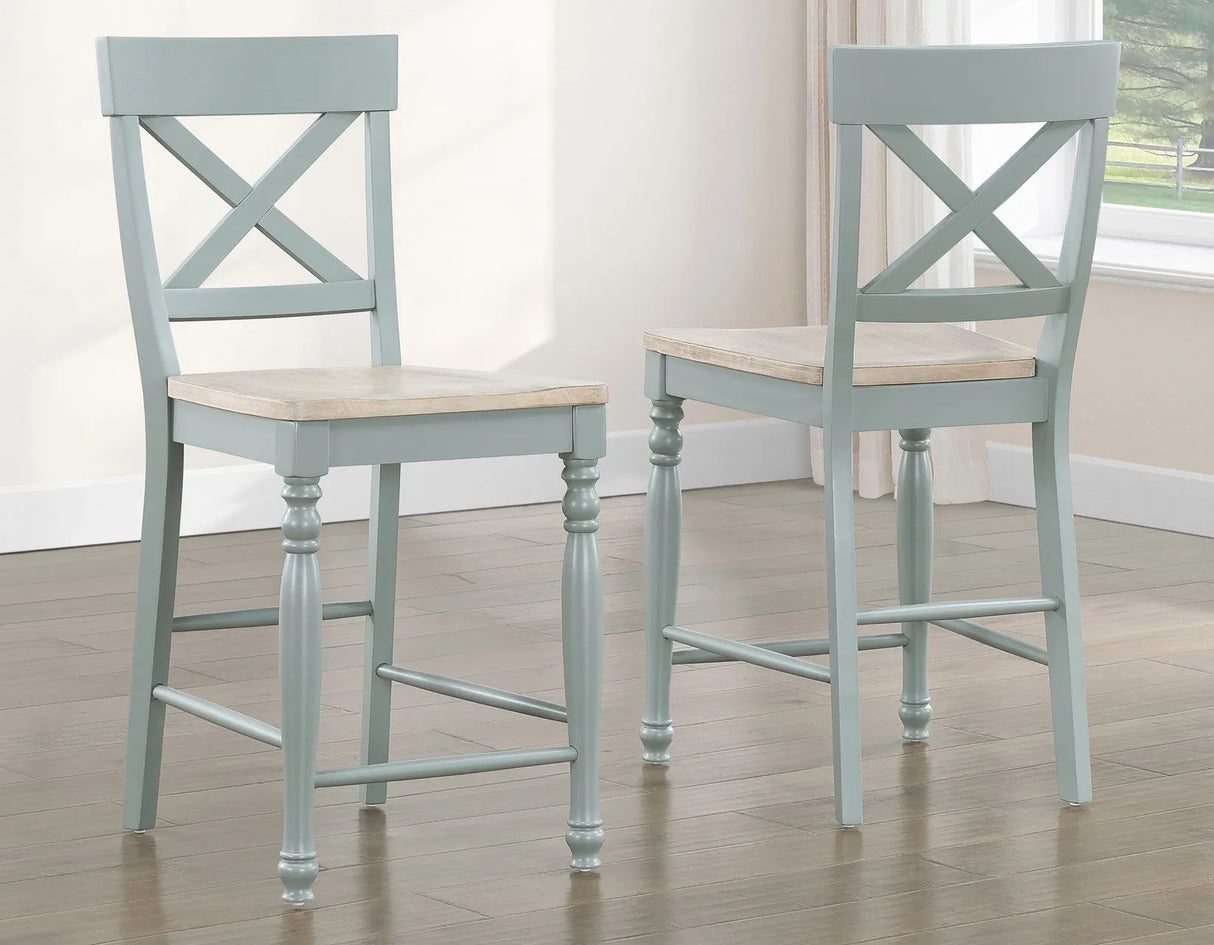 Darcy Mint Green/Natural Counter Height Dining Set with 18-inch Leaf by Steve Silver at Eve Furniture