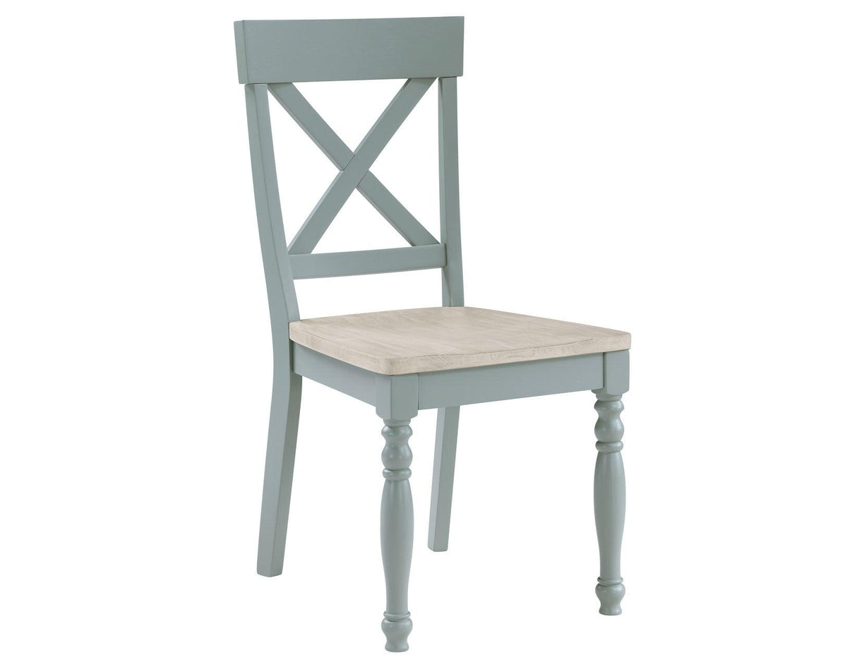 Darcy Solid Wood Side Chair, Mint Green and Natural Finish by Steve Silver at Eve Furniture