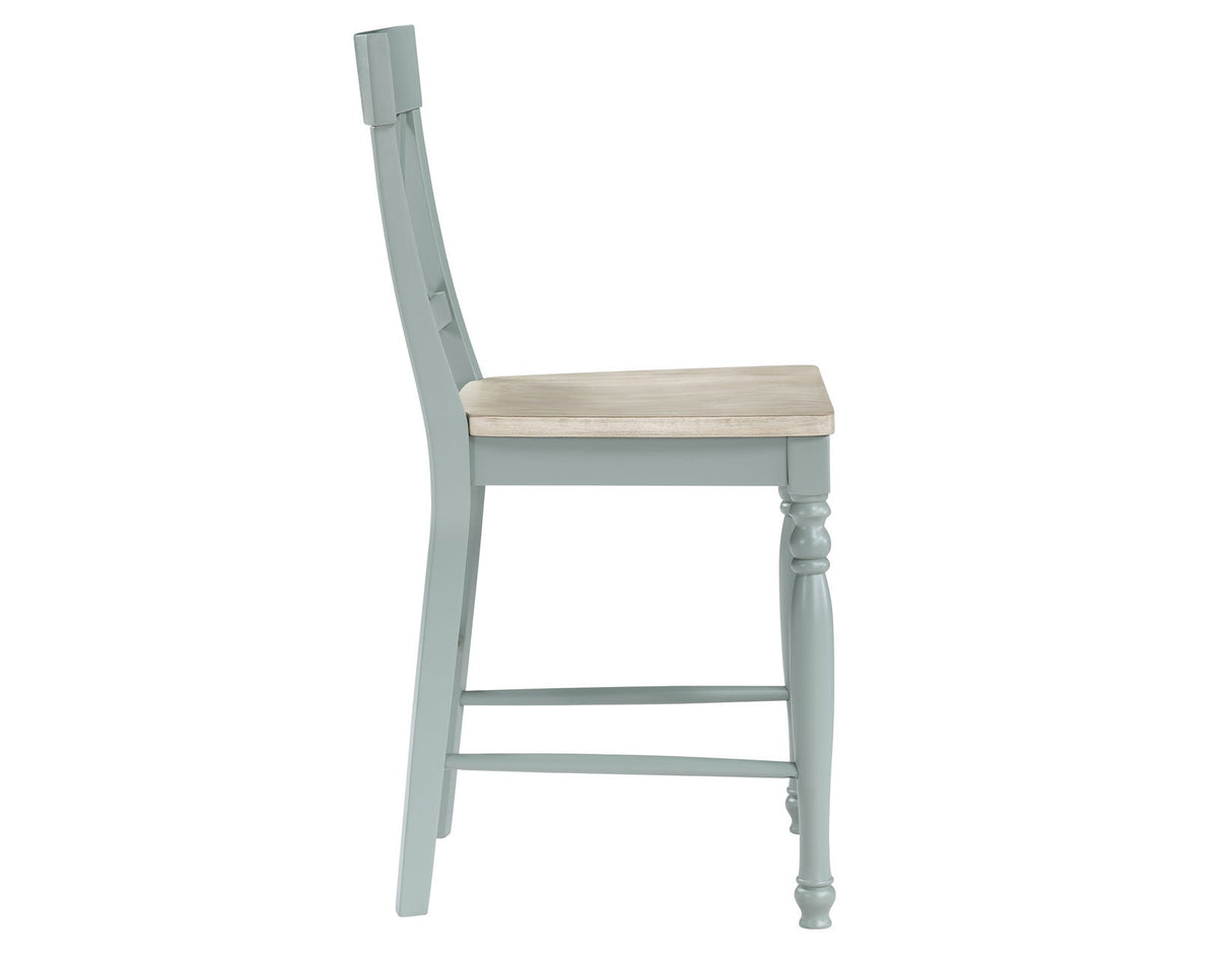 Darcy Solid Wood 24″ Counter Stool, Mint Green and Natural Finish by Steve Silver at Eve Furniture