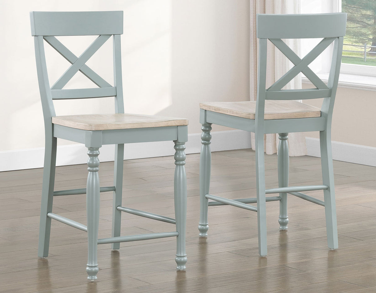 Darcy Solid Wood 24″ Counter Stool, Mint Green and Natural Finish by Steve Silver at Eve Furniture