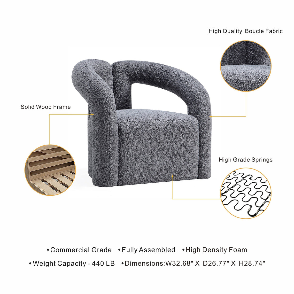 Darian Accent Chair in Grey (set of 2) by Manhattan Comfort at Eve Furniture