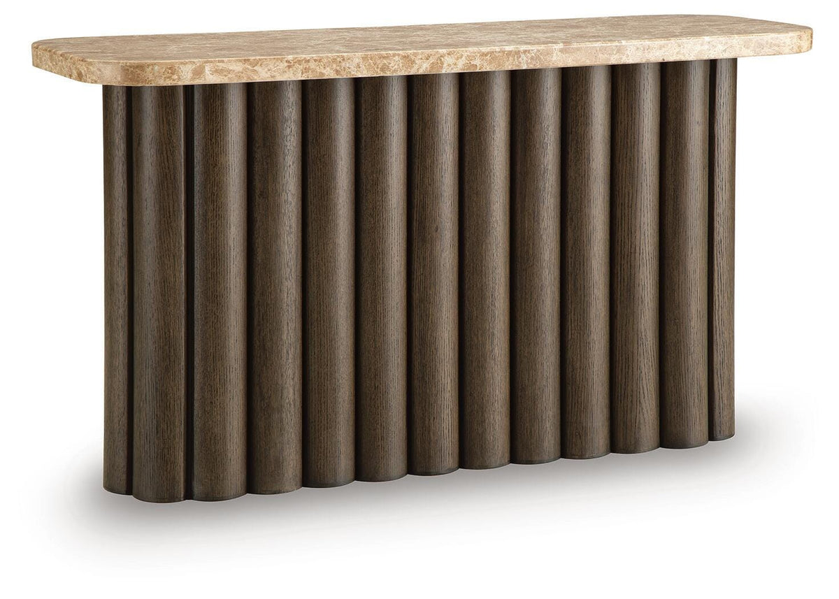 Darimore Burnished Brown Sofa Table by Ashley at Eve Furniture