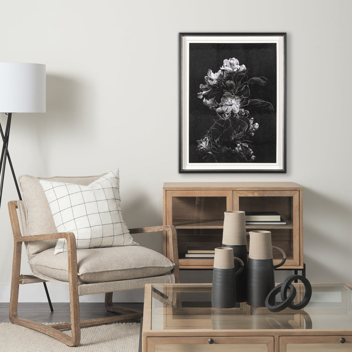 Dark Blossoms by Brian Carson a Hand Embellished Textured Framed Photo Art Print Matted under Glass by Mercana at Eve Furniture