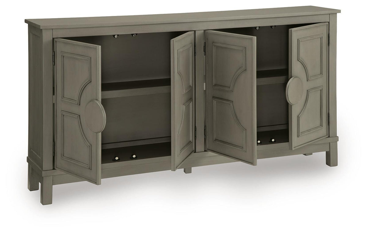 Darlock Warm Gray Accent Cabinet by Ashley at Eve Furniture