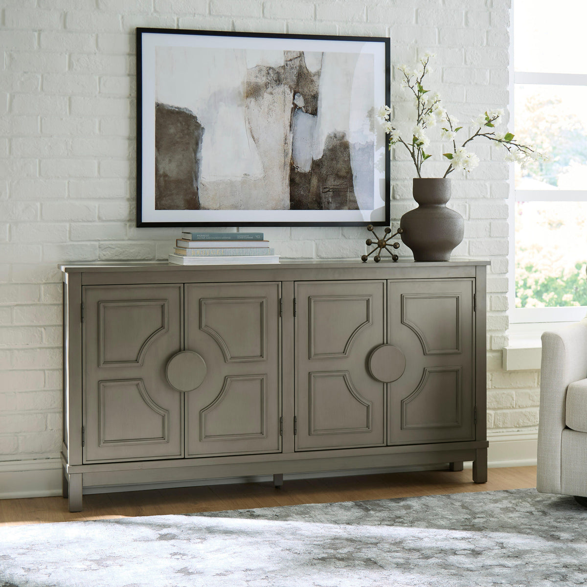 Darlock Warm Gray Accent Cabinet by Ashley at Eve Furniture