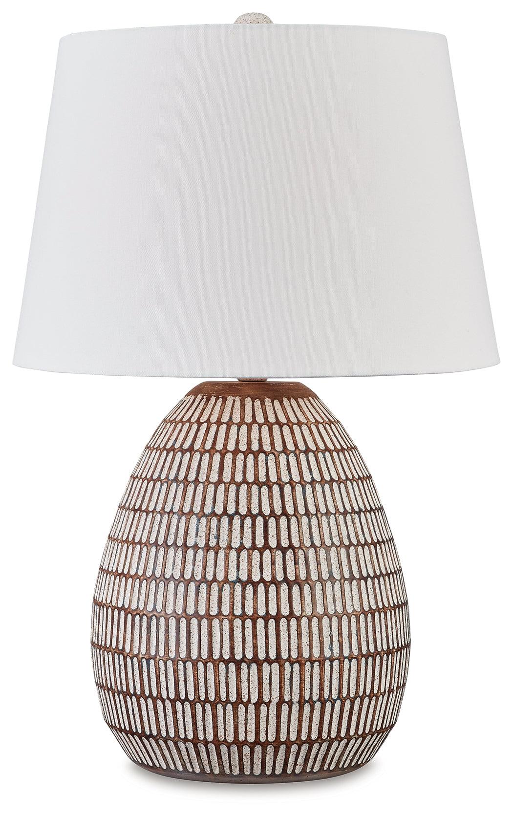 Darrich Beige/White Table Lamp by Ashley at Eve Furniture