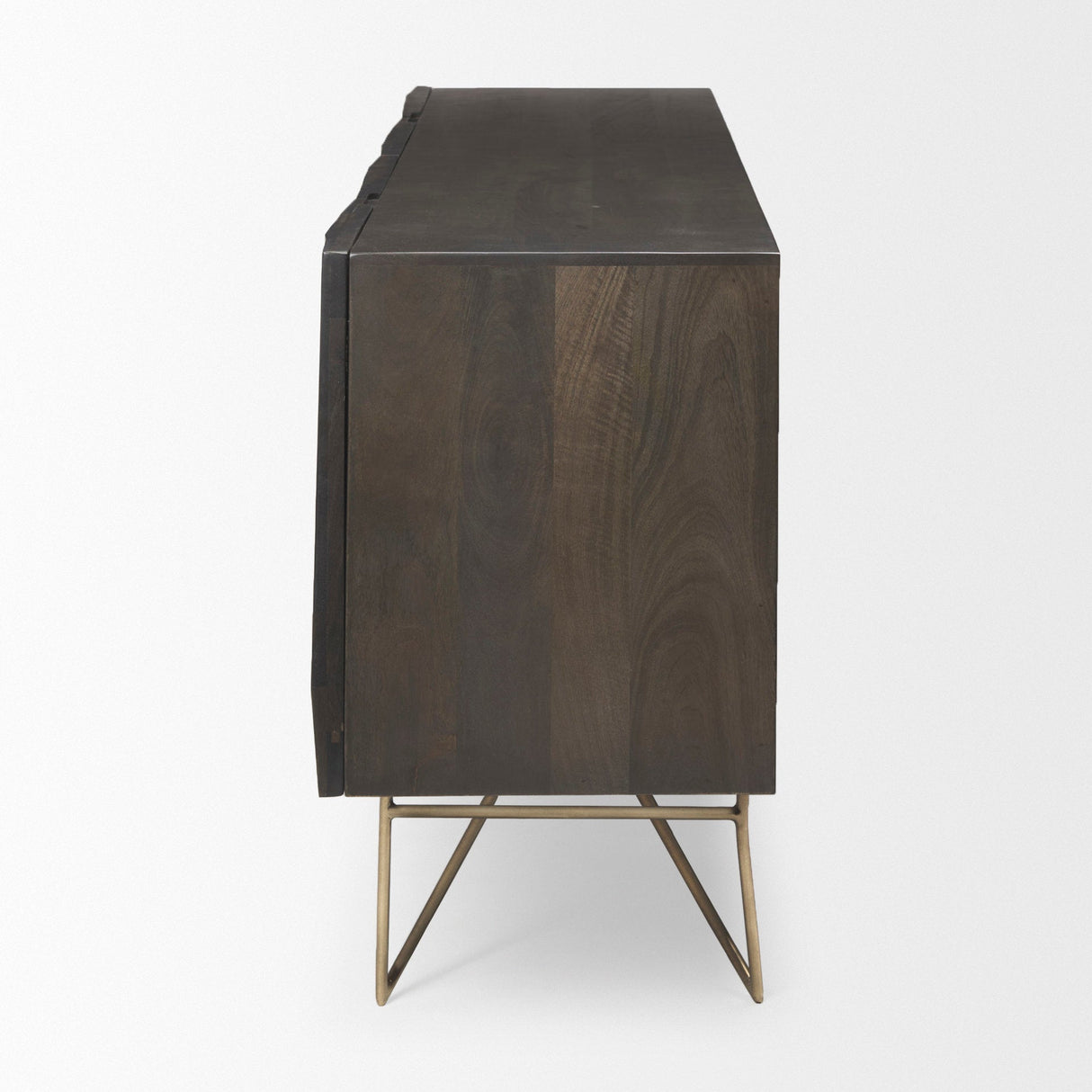 Darwin Brown Solid Wood Gold Metal Base 4 Cabinet Door Sideboard by Mercana at Eve Furniture