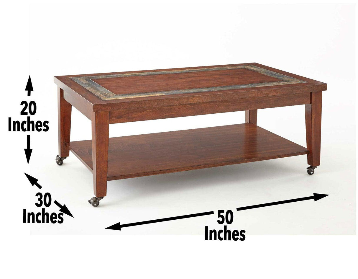 Davenport Slate Cocktail Table w/Locking Casters by Steve Silver at Eve Furniture