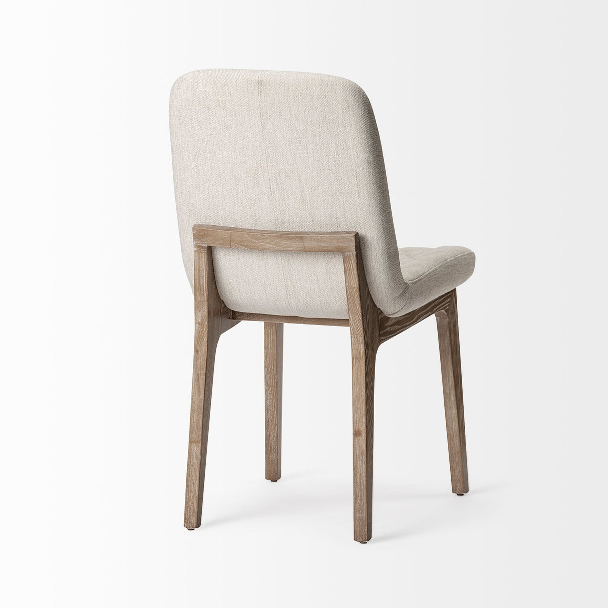 David Diamond Tuffed Cream Fabric Wrap Brown Wood Base Dining Chair, Set of 2 by Mercana at Eve Furniture