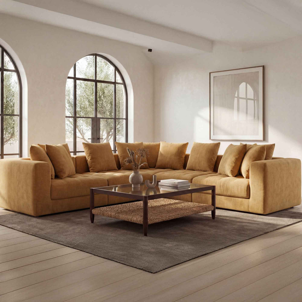 Davie Golden Yellow Classic L Modular Sectional by Moe's Home at Eve Furniture
