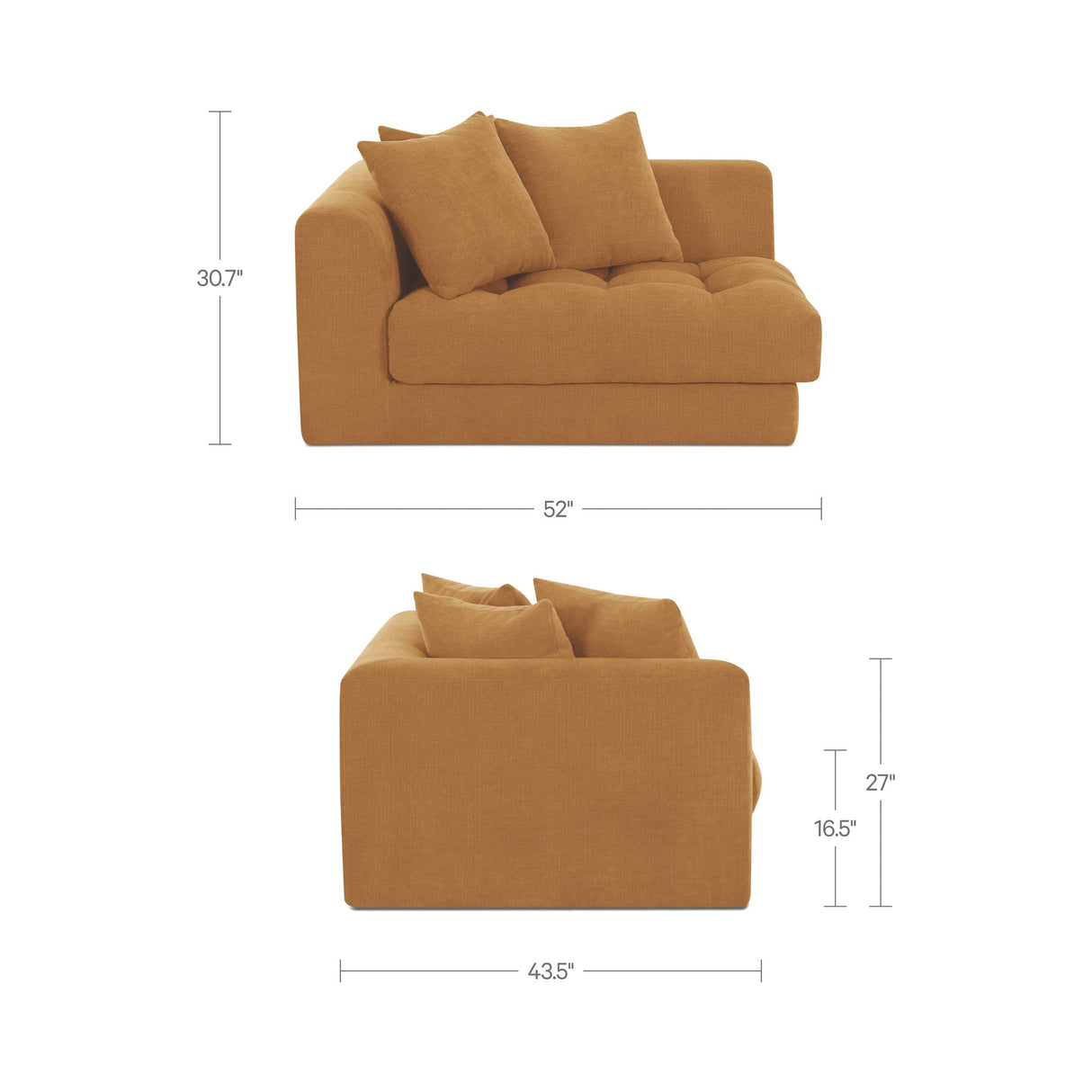 Davie Golden Yellow Left Arm Facing Chair by Moe's Home at Eve Furniture
