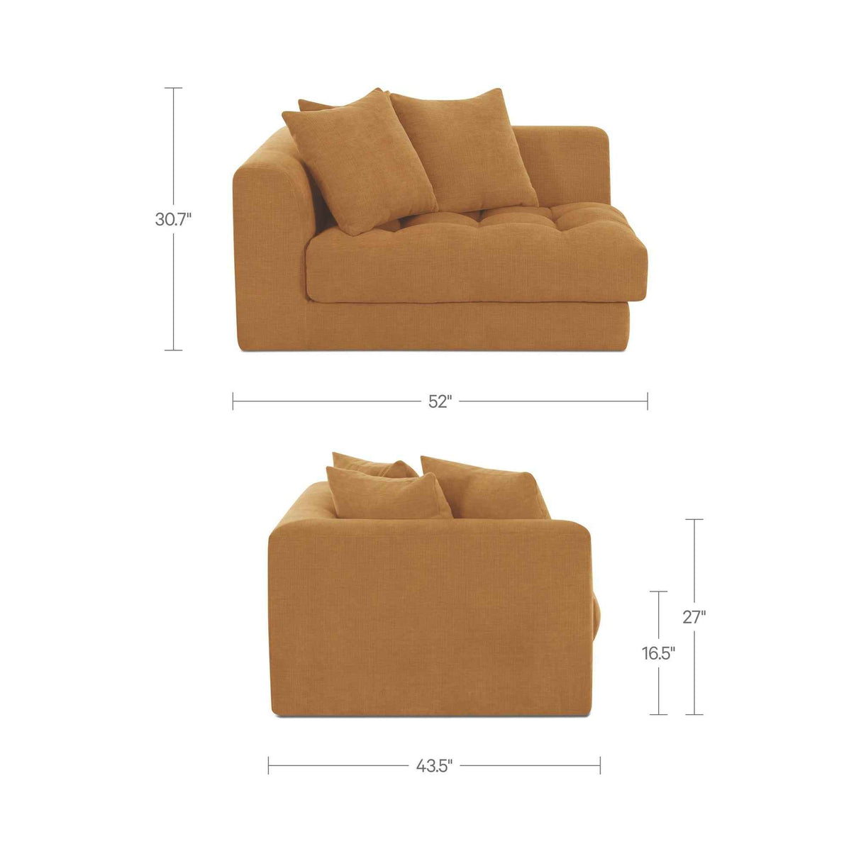 Davie Golden Yellow Left Arm Facing Chair