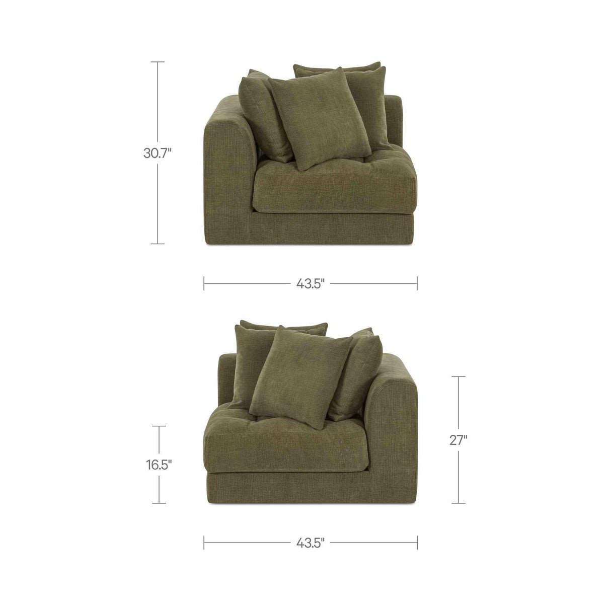 Davie Olive Corner Chair by Moe's Home at Eve Furniture
