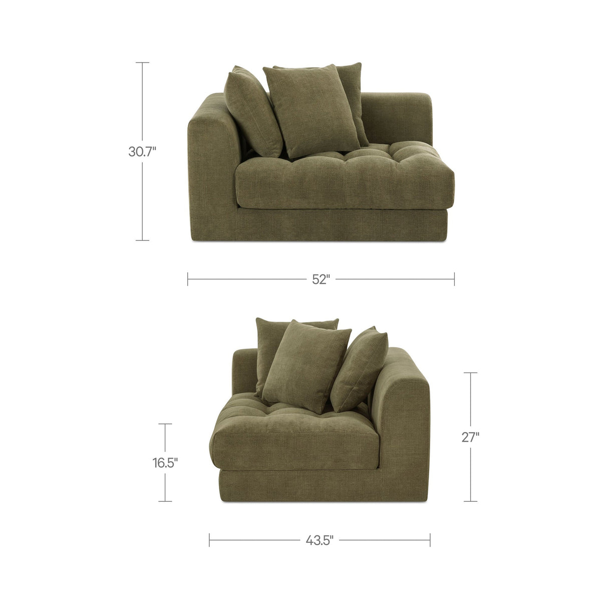 Davie Olive Left Arm Facing Chair by MOES at Eve Furniture