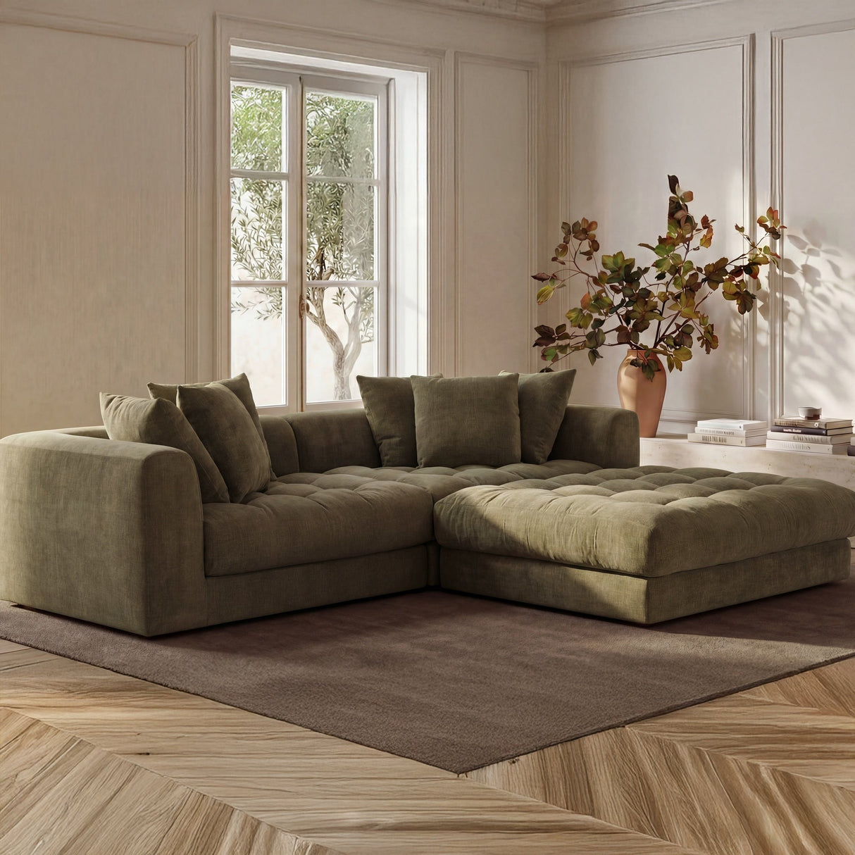Davie Olive Ottoman by MOES at Eve Furniture