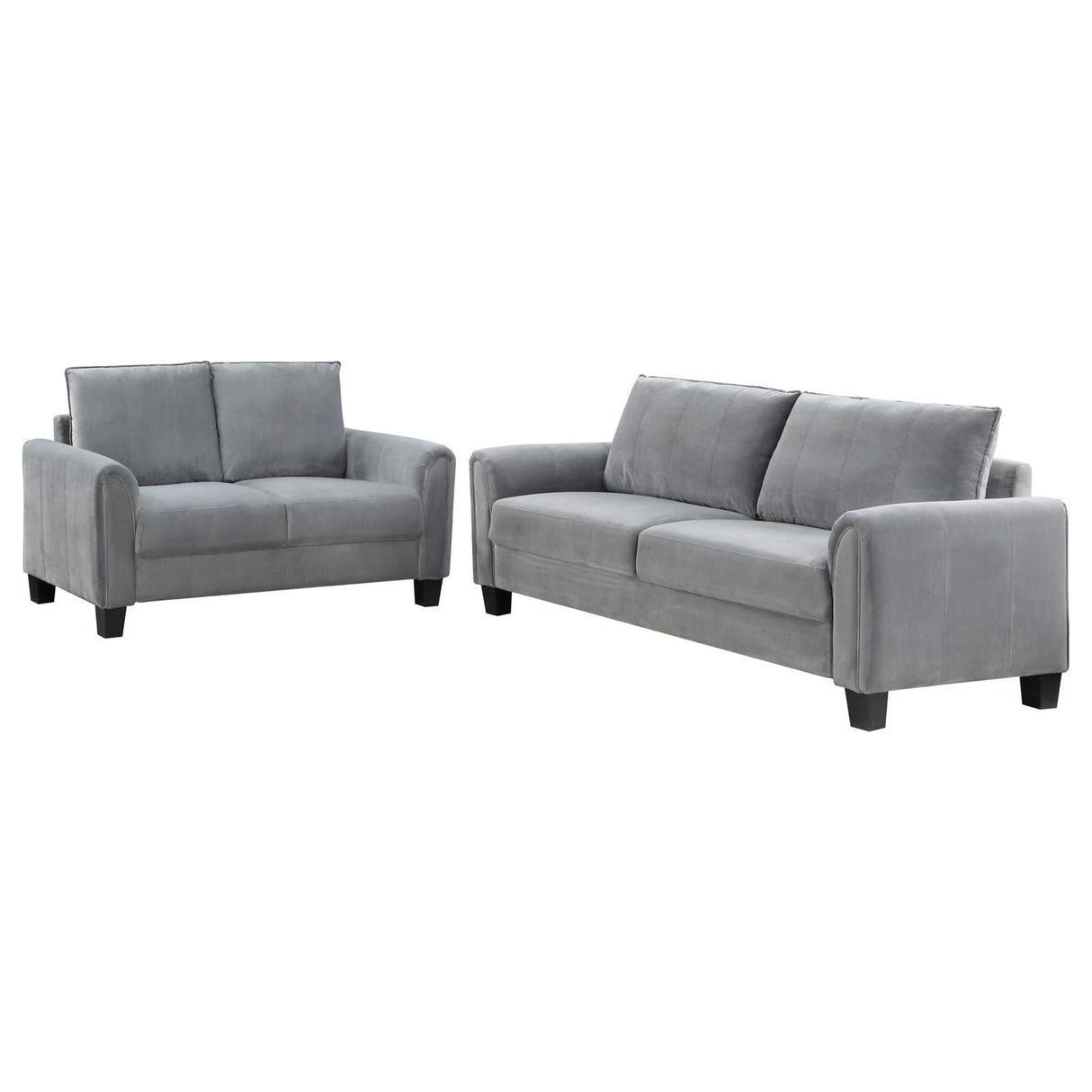 Davis Gray 2-piece Upholstered Rolled Arm Sofa Set by Coaster at Eve Furniture