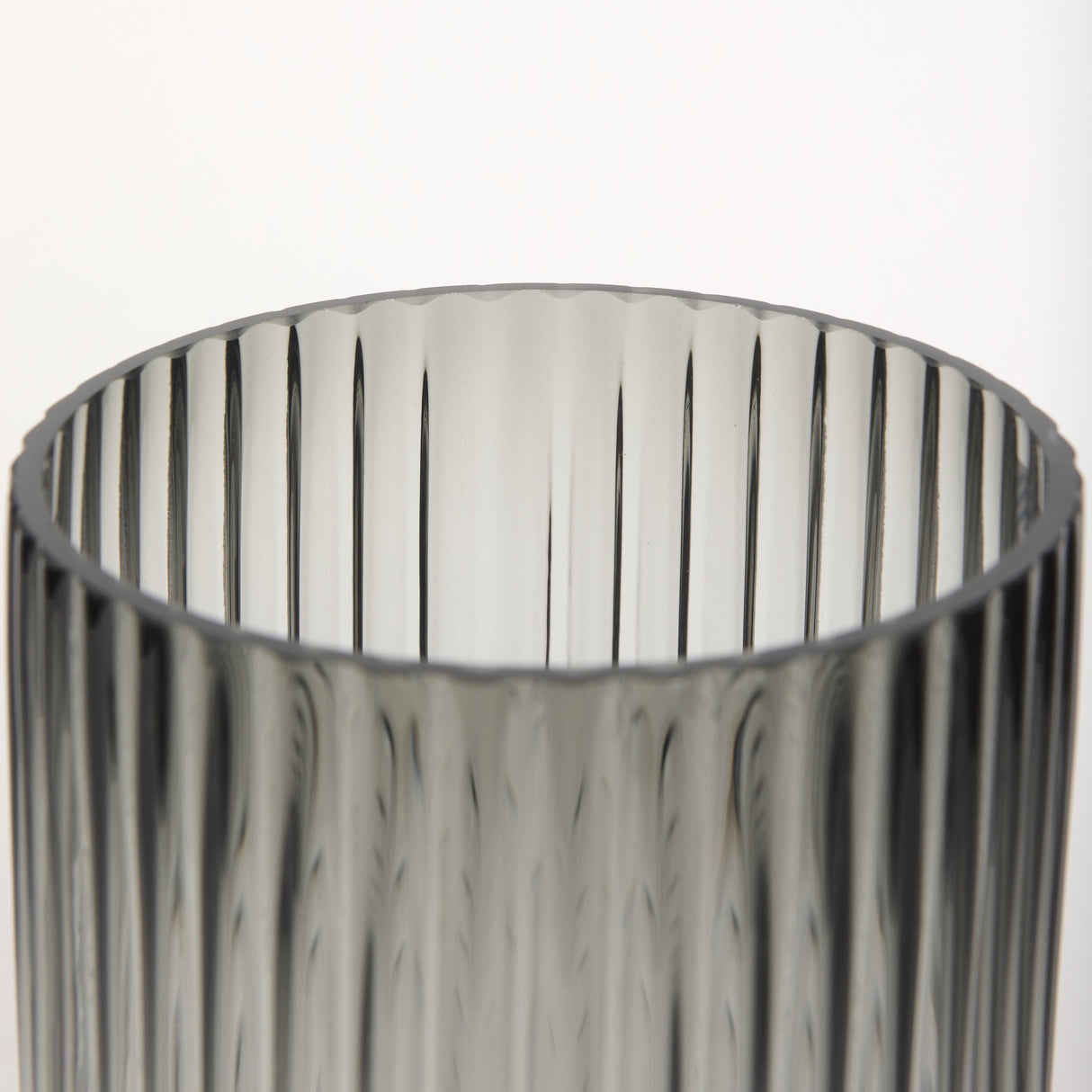 Dawn 11.4" Ribbed Smoke Gray Glass Vase by Mercana at Eve Furniture