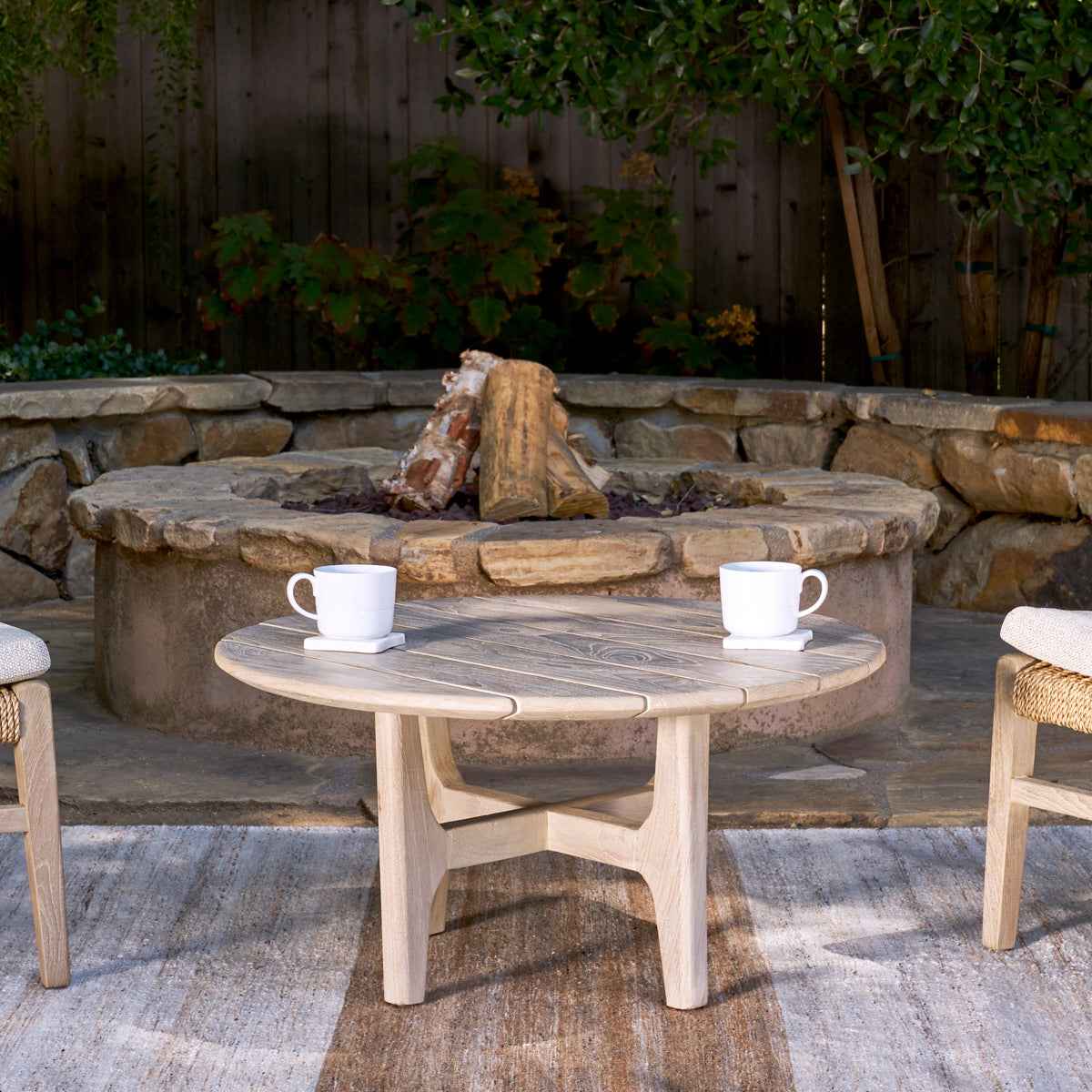 Dawn Natural Brown Outdoor Round Coffee Table by Classic Home at Eve Furniture