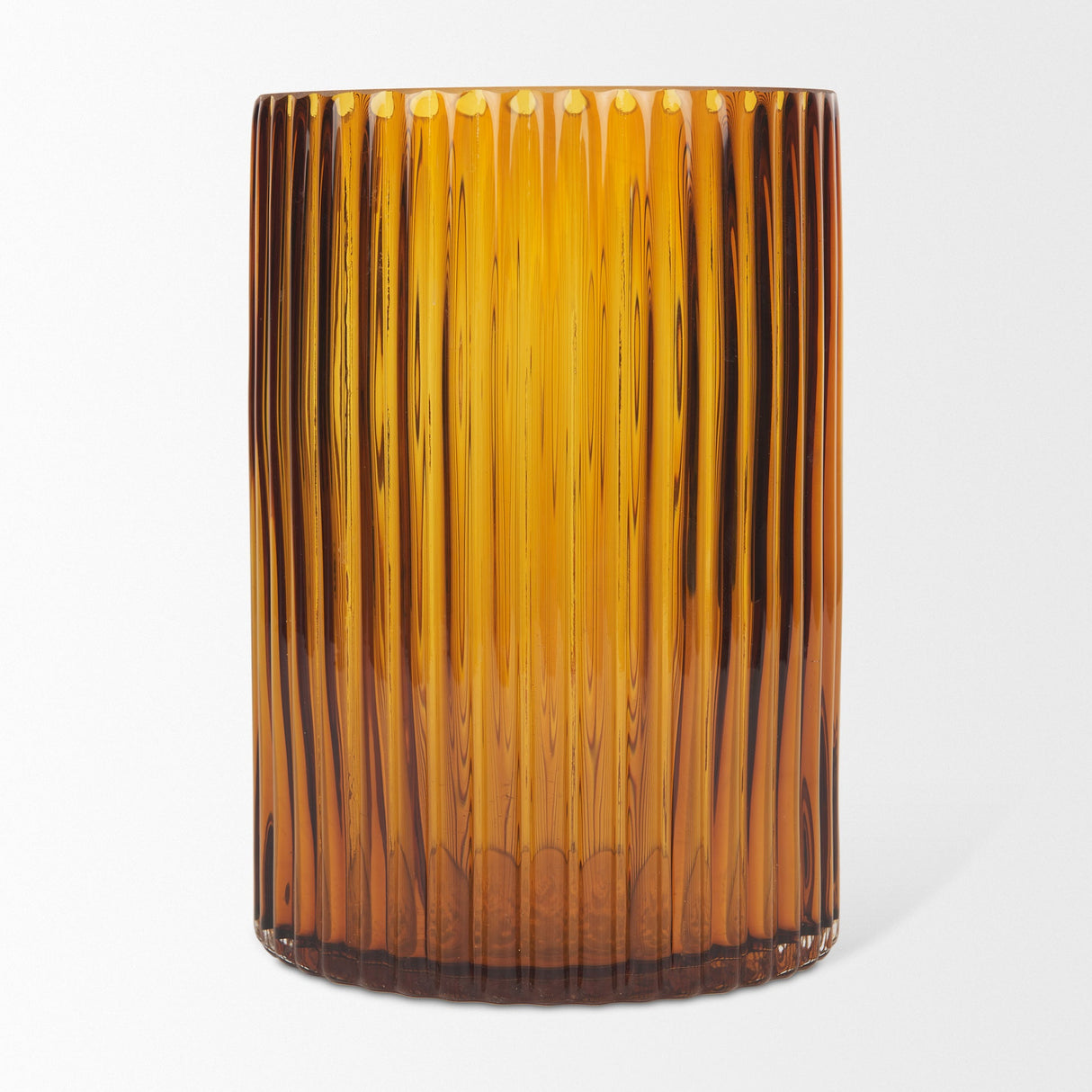 Dawn Ribbed Amber Glass Vase by Mercana at Eve Furniture