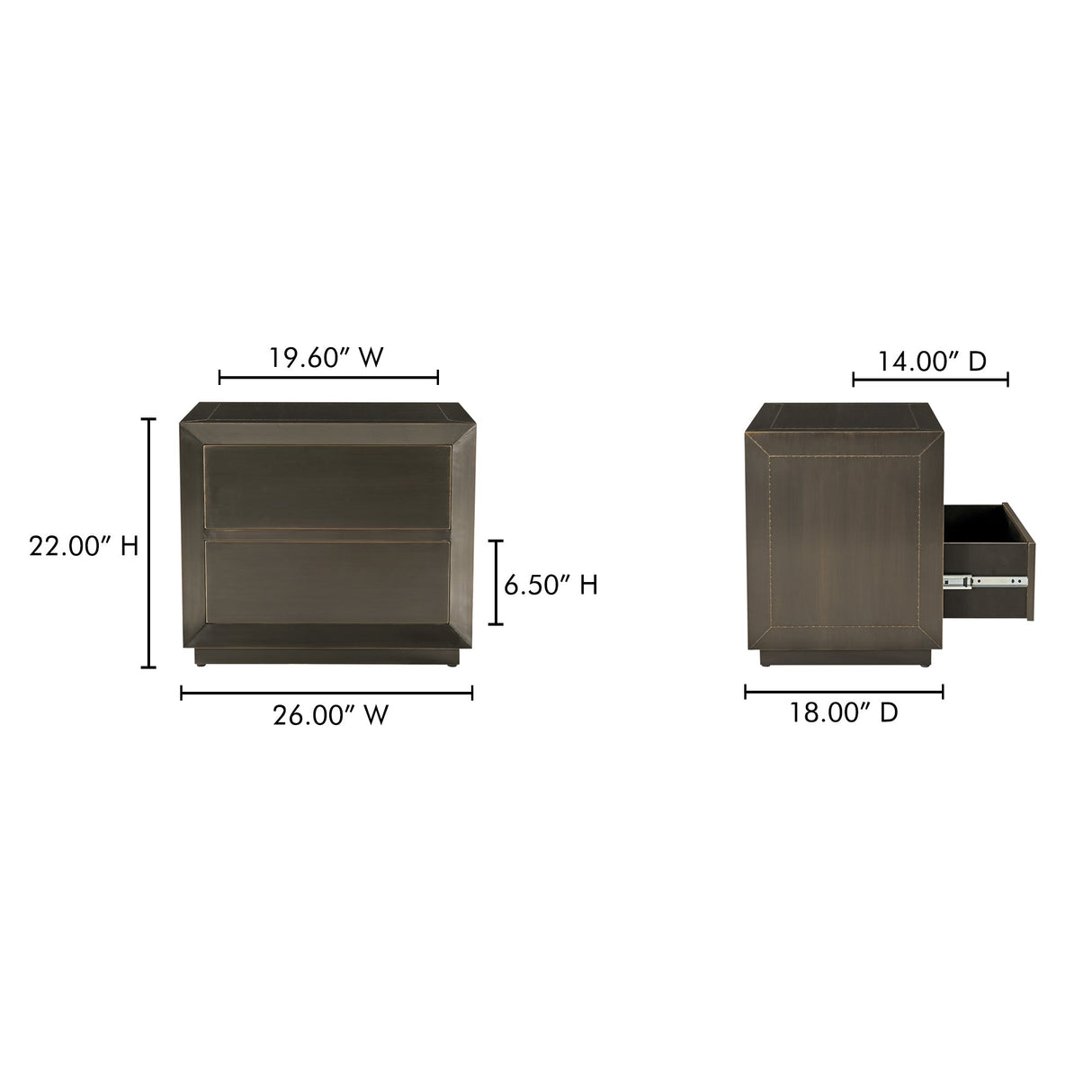 Dawson Deep Bronze Nightstand by MOES at Eve Furniture