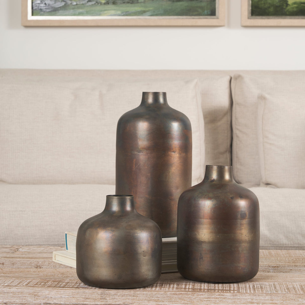 Daya Medium Antiqued Gold Metal Vase by Mercana at Eve Furniture