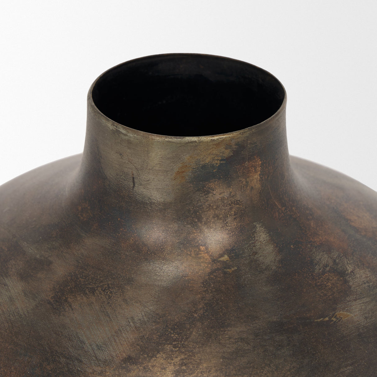 Daya Short Antiqued Gold Metal Vase by Mercana at Eve Furniture