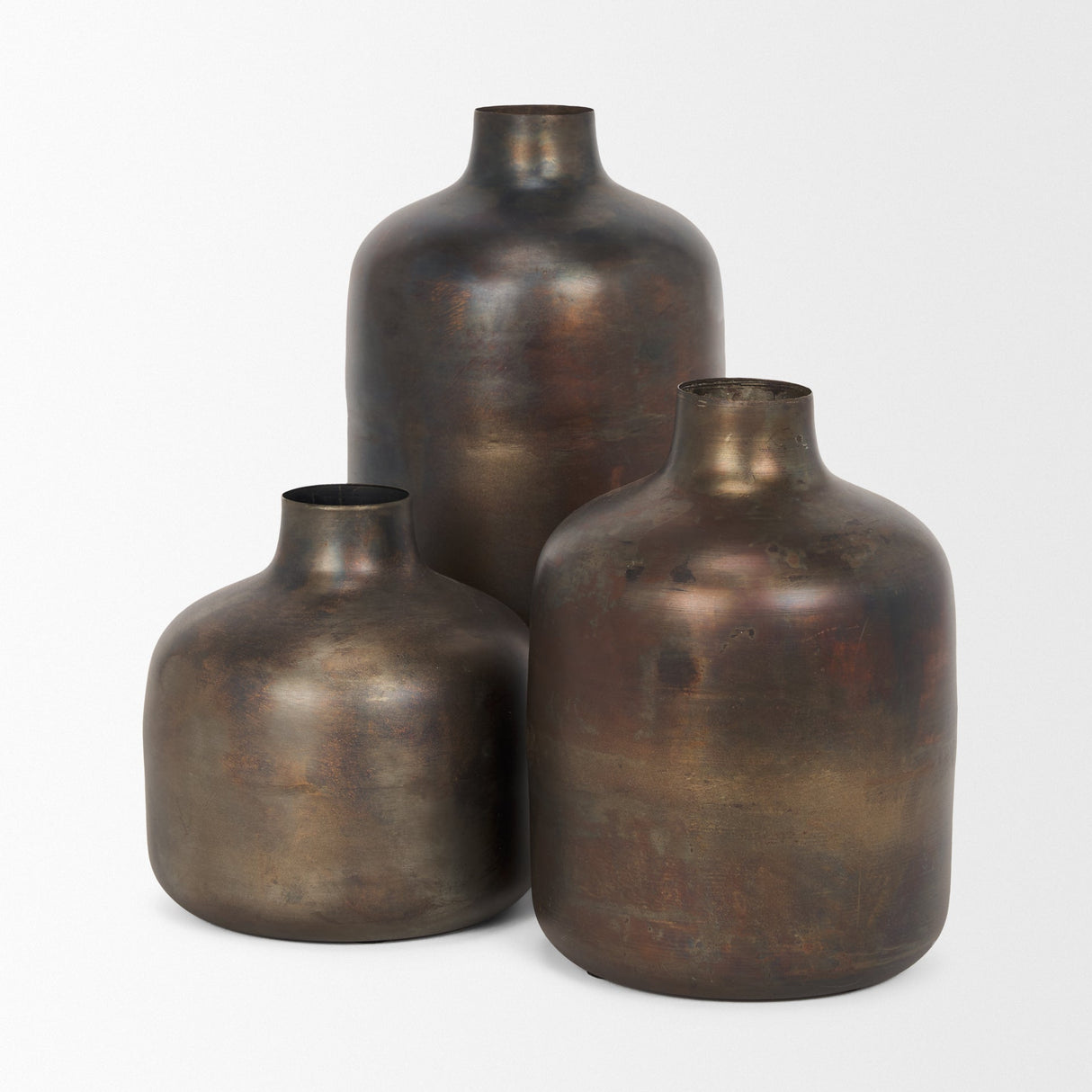 Daya Tall Antiqued Gold Metal Vase by Mercana at Eve Furniture